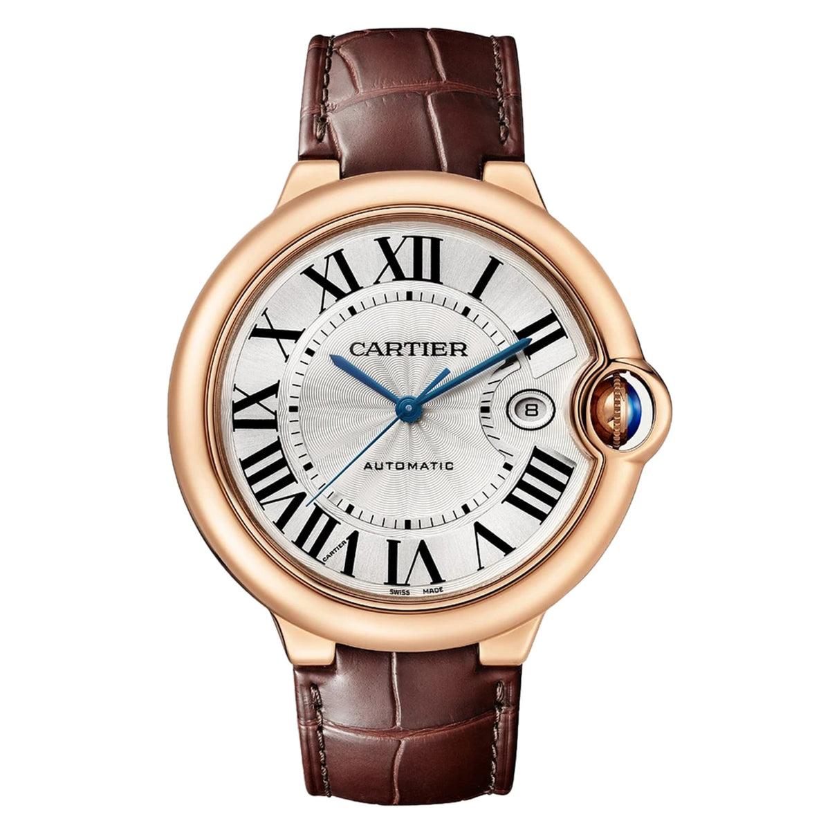 Ballon Bleu de Cartier 42 | 42mm, 18K Rose Gold, Alligator Leather, Silver Dial