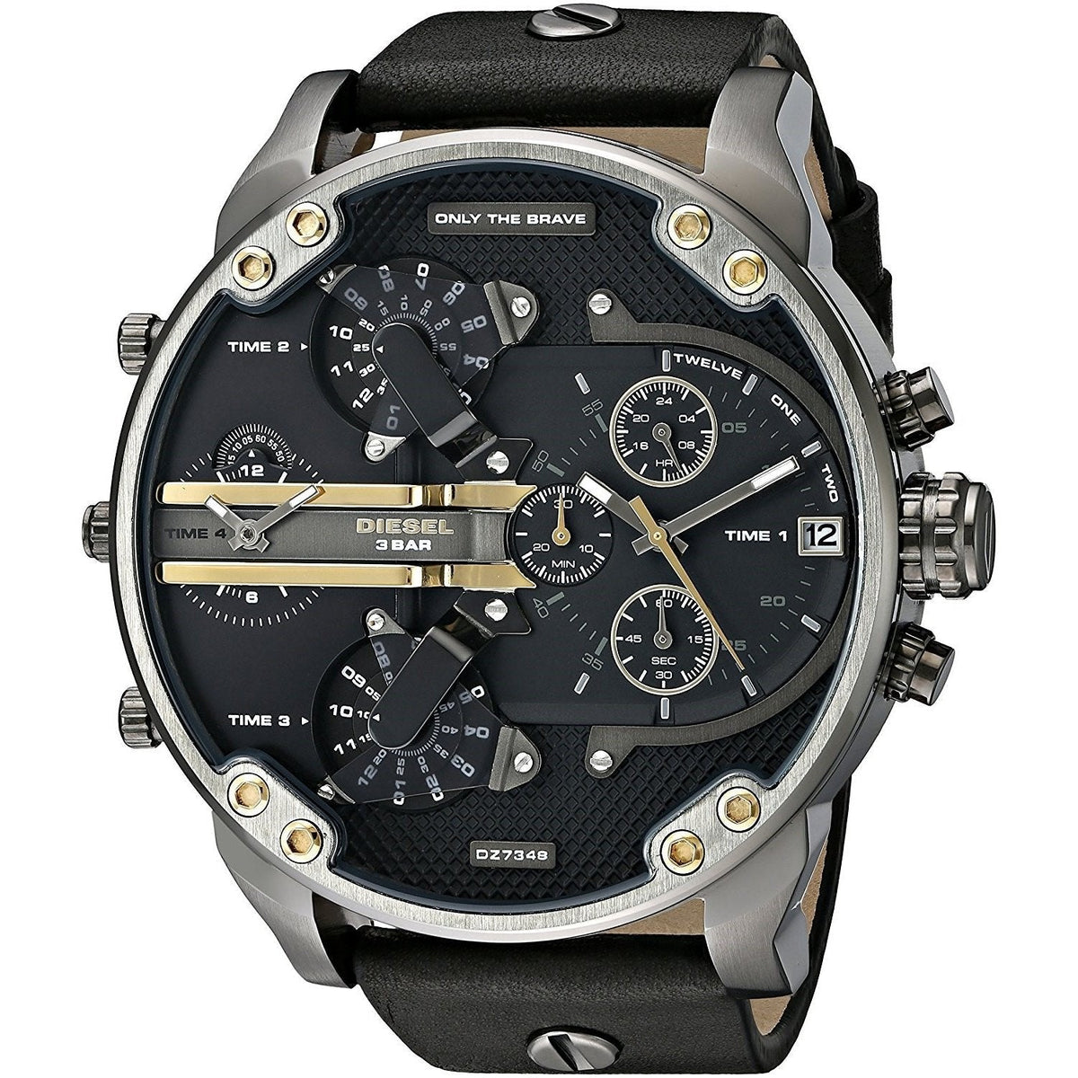 Diesel DZ7348 Mr. Daddy 2.0 Chronograph Men's Watch – Black Dial & Black Leather Strap